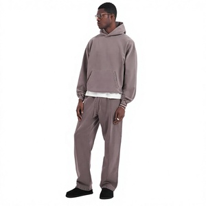 2026OEM Custom Logo Men's Casual Solid Oversized 100% Polyester Fleece Tracksuit Private Label Wholesale - Product Image 3