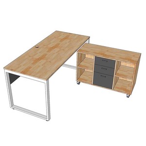 โต๊ะทำงานไม้ธรรมชาติสไตล์มินิมอลพร้อมตู้เก็บของเคลื่อนที่ - Product Image 5