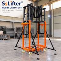 Plateforme élévatrice verticale portable de 10 m de hauteur pour l'installation d'équipements d'usine avec base à roues et stabilisateurs réglables