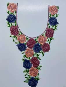 Dainty Embroidery Neck Collar with Sequin Accents Sew-On Patches for Indian Bridal Gown Kurti Saree Tailoring <b>Net</b> <b>Fabric</b> - Product Image 4