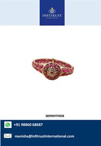 Bracelet Kada pour filles en pierre de rubis oxydée en argent Cz au design floral antique élégant et simple sur un cocktail de mariage au coût le plus bas - Product Image 2