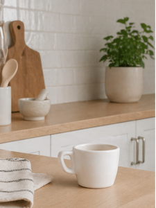 Durable <b>Set</b> of 6-pcs Stoneware <b>Coffee</b> Cups 7 cl (2.37 fl oz) Elegant & Minimalist Design White Matte Finishing Eclipse Excelsa - Product Image 3