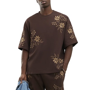 Quick Dry Floral Design Printed T-Shirt New Design <b>Down</b> Shoulder Plus Size Fashionable Customizable 100% Cotton Jersey Trendy - Product Image 2