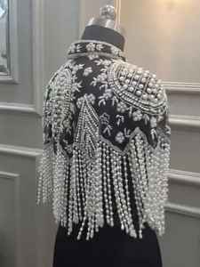 Robe de soirée élégante pour dames Cape perlée perles brodées Belle décoration en cristal Anti-statique Caractéristique Organza - Product Image 5