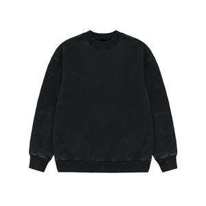 Por encargo de alta calidad Vintage ácido lavado liso en blanco de algodón francés Terry cuello redondo sudadera unisex sudaderas con capucha - Product Image 4