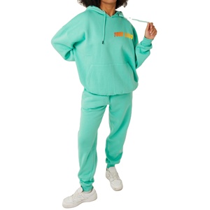 Chándal informal de calidad superior para mujer, chándales de algodón 100% de gran tamaño personalizados para mujer en color liso - Product Image 2