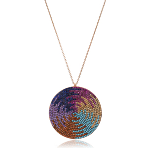 จี้หินเซอร์คอนสีรุ้งทรงกลมรูปทรงเรขาคณิตเครื่องรางจี้ทำด้วยมือแบบตุรกีเครื่องประดับเงินสเตอร์ลิง925 - Product Image 1