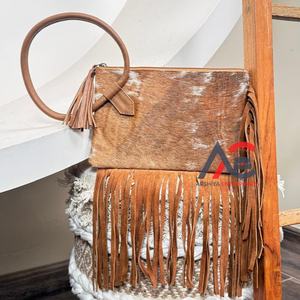 Western Style Cowhide Fur Leather Fringe Bag New Designer Handbag Sling Bag Hair on Hide Fur Bohemian Women's Multi Uses Handbag - Product Image 1