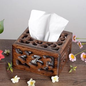 Venta al por mayor caja de pañuelos Rectangular de bambú ecológico organizador de escritorio caja de pañuelos de madera grande para el hogar Hotel restaurante - Product Image 3