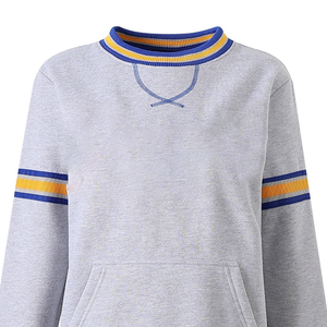 Sweat-shirt doublé en laine grise imprimé SGRho pour femme, col rond, tricoté, respirant, écologique, coupe-vent, en polyester et coton - Product Image 5