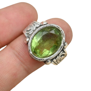 Bijoux pour femmes Bague en argent style bohème Bijoux en argent sterling 925 Péridot Gemstone Tendance Bague faite main Cadeau pour l'amour - Product Image 1