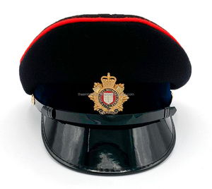 High end custom structured headwear bullion badge premium ceremonial uniform <b>hats</b> structured fit bulk wholesale supplier - Product Image 4