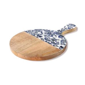 Tabla de queso de madera de olivo hecha a mano con asa Tabla de pizza de madera Tabla de cortar de madera de bambú para cocina de ARTISAN AURA - Product Image 1