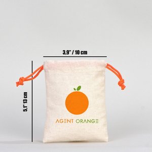 Pochette en tissu avec poignée orange, impression sérigraphique personnalisable, 4 L x 5 H (10 cm x 13 cm), pour emballage de bijoux, promotion de cadeaux - Product Image 3
