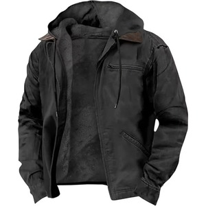 Chaqueta de Invierno para Hombre, Informal, con Capucha, Cierre de Cremallera, 100% Algodón, Anti-Pilling, Estampado en Serigrafía, Cálida, con Múltiples Bolsillos, para Exteriores - Product Image 5