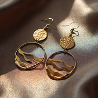 Boucles d'oreilles éventail en spirale en laiton personnalisées en gros Boucles d'oreilles en or texturé