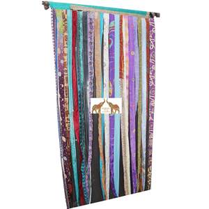 Old Silk Sari Multicolor Ribbon Boho <b>Curtains</b> Hippie Doorway <b>Curtain</b> Room Divider Light-Filtering Rod Pocket Window Hippie - Product Image 4