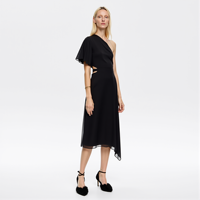 Fabricant de robe personnalisée Robe élégante sans manches sexy pour femmes Bodycon Club Party Robe midi moulante en maille noire à une épaule découpée