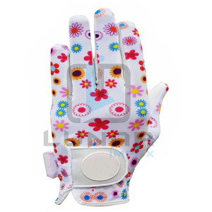 Meilleure performance Conception de fleurs sublimées 3D sur la couverture de main de golf en cuir Cabretta pour femmes avec gants de golf respirants - Product Image 3