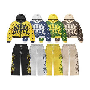 ชุดวอร์มวินเทจประดับพลอยเทียมพร้อมแผ่นปะติดลายปักกางเกงวอร์มทรงบานผ้าบ็อกซี่และชุดเสื้อสเวตเตอร์แบบกำหนดเอง - Product Image 4