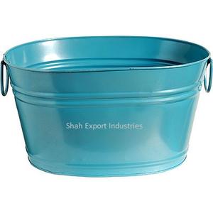 Maceta ovalada de Metal de estilo americano, maceta azul cielo para interior y exterior, maceta decorativa para vestíbulo con asa - Product Image 1