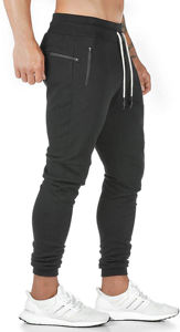 Men <b>Black</b> Tapered <b>Jogger</b> Pant <b>Slim</b> <b>Fit</b> Athletic Sweatpants Stretchy Elastic Waist Drawstring with Zipper Side Pockets breathable - Product Image 4
