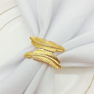 Anneaux de serviette de luxe en feuille de métal or et argent pour la fête de mariage hôtel Table dîner serviette serviette boucle de serviette - Product Image 2