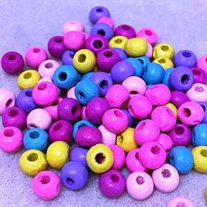 Perles en bois rondes de 6 mm forme personnalisée et perles en bois colorées en forme et taille produit indien fabriqué à la main - Product Image 2