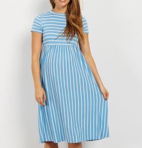 Respirant personnalisé imprimé robe de grossesse décontracté femmes maternité longue robe couleur unie femmes robe de maternité bas quantité minimale de commande - Product Image 3