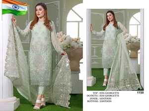 Georgette-Bordado de estilo paquistaní para mujer, trabajo, Salwar Kameez, fiesta de boda, indio, paquistaní, venta al por mayor - Product Image 5