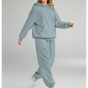 Wholesale Women's <b>Oversized</b> <b>Long</b> Pullover Tracksuit 100% Cotton Fleece Custom Logo Casual Solid Pattern Winter Tracksuits - Product Image 5