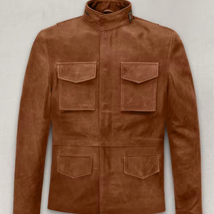 Manteau de motard OEM pour hommes Veste en cuir véritable personnalisée avec col montant et logo avant Marque privée Fournisseur de vêtements d'extérieur - Product Image 1