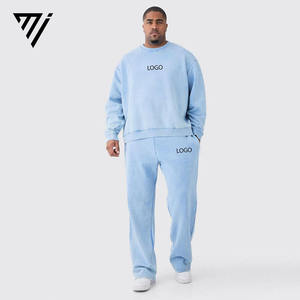 Conjunto Deportivo de 2 Piezas para Hombre, Sudadera y Pantalones Jogger de Felpa de Algodón Lavado con Piedra Azul, Transpirable, Talla Grande, para Invierno - Product Image 1