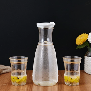 Ensemble de carafe de réfrigérateur de récipient d'eau de jus en plastique de 1000ml avec couvercles carafes de 32 oz pichet de boisson de barre avec couvercle - Product Image 4