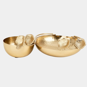 Bol de service de fruits décoratif martelé avec bol de service de nourriture de conception de fleur de gingko pour tout bol de décor d'événements spéciaux - Product Image 1