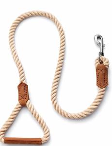 Braided Cotton Rope Dog <b>Leash</b> – Genuine Leather Accents - Product Image 4