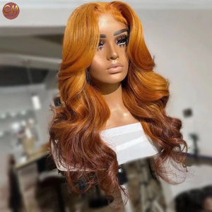 Perruque Lace Front Ombrée Gingembre Orange, Ondulée, avec Raie 13x4, Dentelle HD Transparente, Cheveux Humains Vierges Longs et Épais pour Femmes Noires - Product Image 1