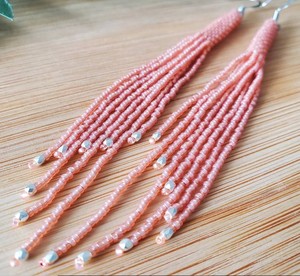 Solid Color Tassels Seed Bead Fringe <b>Earrings</b> with Silver or Gold Plated Accent Beads, <b>Red</b> Hot Collection - Product Image 2