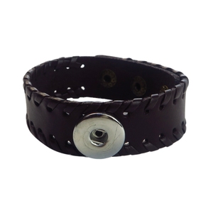 โลโก้ที่กําหนดเองปุ่ม Snap เครื่องประดับสร้อยข้อมือหนังปรับได้ - Product Image 4