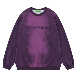 Vente en gros de pulls à capuche vintage pour hommes, sweatshirts à col rond teintés avec logo personnalisé, design avec lettres, manches longues 100% coton - Product Image 1