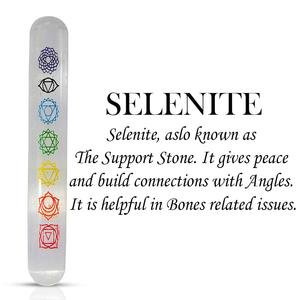 Bán buôn 7 Chakra Reiki khắc trên selenite massage <span class=keywords><strong>Wand</strong></span> Chakra Reiki biểu tượng khắc Wands selenite tinh thể thanh - Product Image 4
