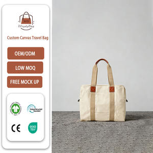 Sac de voyage week-end en toile de coton grande capacité, personnalisé, de haute qualité, durable et bien organisé, avec poignée et doublure intérieure - Product Image 1