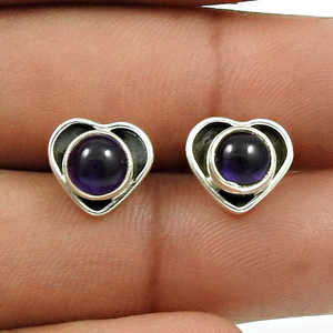 Factory Wholesale 925 Sterling <b>Silver</b> <b>Stud</b> Earrings With Fine Amethyst Gemstone Bohemian Style Piercing Jewelry Accessories - Product Image 3