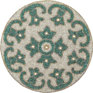 Direct Factory Wholesale Flower Designed <b>Green</b> Bead Placemat Indoor Parties Centre <b>Table</b> Decorative <b>Mat</b> For Home Hotels - Product Image 4