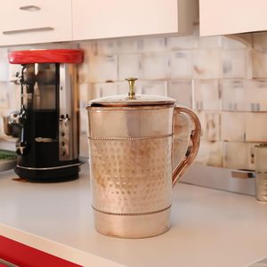 Carafe à boisson ronde moderne de luxe en cuivre 1,0 L personnalisée pour la maison, l'hôtel, le restaurant, les fêtes, en provenance d'Inde - Product Image 4