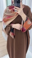 2025 Gros Abaya Musulman Traditionnel avec Hijab Motifs Tie-Dye Manches Longues Modeste Abaya Islamique Robe Musulmane pour Femme