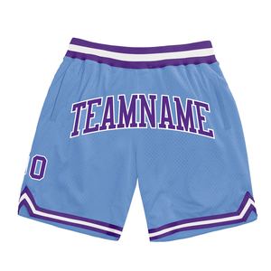 Industrie Direct Engro Sportswear Short de basket-ball personnalisé bleu clair violet-blanc authentique Short de basket-ball rétro - Product Image 1