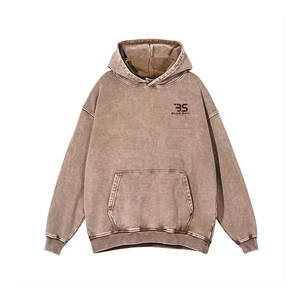 Sudadera con capucha de aspecto lavado para hombre con capucha de cordón y diseño de tela mezclada de algodón Sudadera con capucha de lavado ácido - Product Image 1
