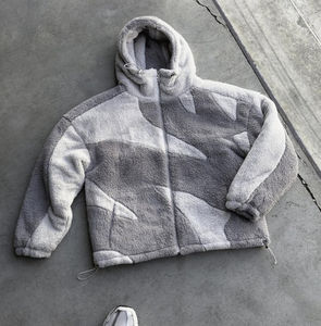 แจ็กเก็ตมีฮู้ดสำหรับผู้ชาย, แจ็กเก็ตขนแกะเชอร์ปาซิปรูดหนาใส่ได้สำหรับใส่กลางแจ้ง - Product Image 3