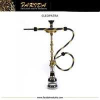 Chicha électronique de luxe traditionnelle égyptienne Farida Cleopatra, mini, à deux niveaux, en laiton massif laqué, gravée à la main